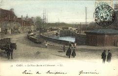 VINTAGE POSTCARD Caen the Old Basin and L Feeding trough