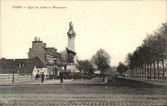 VINTAGE POSTCARD Caen Quay of July and Monument