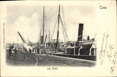 VINTAGE POSTCARD Caen the Quays Boat
