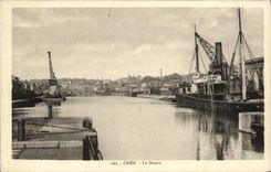 VINTAGE POSTCARD Caen the Basin Boat