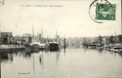 VINTAGE POSTCARD Caen the Wet dock Quai Vendeuvre Bateaux