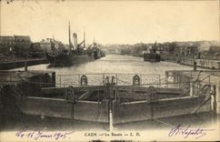 VINTAGE POSTCARD Caen the Basin Holy Boat Remy Caen