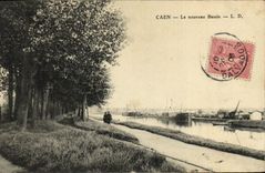 VINTAGE POSTCARD Caen the new Basin Boats