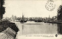 VINTAGE POSTCARD Caen Seen from of the Stopping Boats