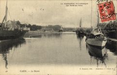 VINTAGE POSTCARD Caen the edges of L Decorates Boat
