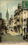 VINTAGE POSTCARD Caen Street and Church Saint Pierre Tram