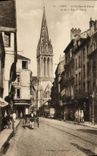 VINTAGE POSTCARD Caen the Bell tower St Pierre seen of the Street St Pierre