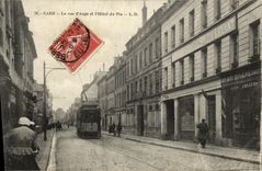 VINTAGE POSTCARD Caen the Street D Trough and L Hotel of the Pine Tram Publicity Benedictine Liquor