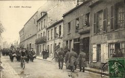 VINTAGE POSTCARD Caen Rue D Auge Child Bicycle Cycles Militaria TOP