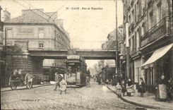 VINTAGE POSTCARD Caen Street of Vaucelles Tram Children