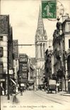 VINTAGE POSTCARD Caen the Street Saint Pierre and L Church