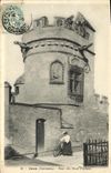 VINTAGE POSTCARD Caen the Tower of People D Armes Woman has Cycle bicycle