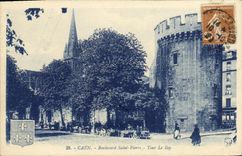 VINTAGE POSTCARD Caen Boulevard Saint Pierre the Roy Turn Goes