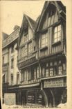 VINTAGE POSTCARD Caen Old women Houses of Wood Street Saint Pierre Opening stores Ozanne shoes