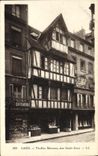 VINTAGE POSTCARD Caen Old woman Houses Street Saint Jean Goldsmithery Chime