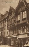 VINTAGE POSTCARD Caen Old women Houses of Wood Street Saint Pierre Ozanne Opening stores of shoes