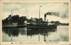 POSTAL Caen de la VENDIMIA el canal de Caen al principe Albert del barco de mar