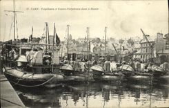 Destructores de Caen de la POSTAL de la VENDIMIA y contra los destructores en los barcos del lavabo