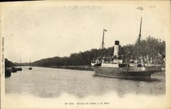 Canal de Caen de la POSTAL de la VENDIMIA de Caen al barco de mar
