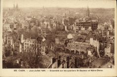 POSTAL Caen julio junio de la VENDIMIA junto en el ahorrador y el Notre Dame Militaria del St de los districtos