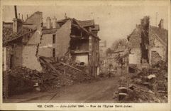 Calle julio de Caen junio de la POSTAL de la VENDIMIA de L iglesia Saint Julien Militaria