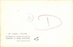 POSTAL Caen de la VENDIMIA el banco del credito industrial de Normandia y de L Saint Pierre de Militaria de la iglesia