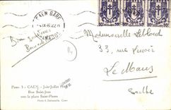 Calle santa Jean de Caen junio julio de la POSTAL de la VENDIMIA hacia el Saint Pierre de Militaria del lugar