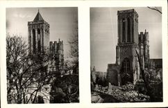 POSTAL Caen L iglesia Jean santo de la VENDIMIA en el resorte 1939 y el resorte Militaria 1944