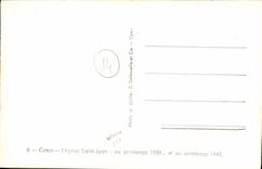 POSTAL Caen L iglesia Jean santo de la VENDIMIA en el resorte 1939 y el resorte Militaria 1944