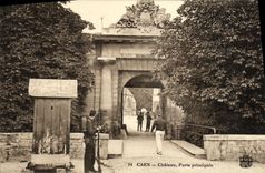 El castillo de Caen de la POSTAL de la VENDIMIA lleva a soldados principales de Militaria