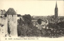 Paredes y L Saint Pierre de Caen de la POSTAL de la VENDIMIA de la iglesia