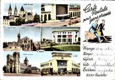 POSTAL MODERNA Caen Abbaye con los postes de los hombres de las damas