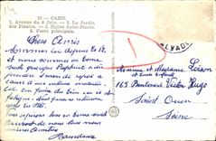 POSTAL MODERNA la avenida de Caen de junio el Saint Pierre de la iglesia del jardin botanico fija el principal