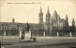 POSTAL Caen de la VENDIMIA la universidad y estatua el Louis XIV