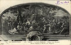 La POSTAL Caen de la VENDIMIA la universidad Malherbe Abbaye con los hombres apoya el pulso de la roca de Mignard