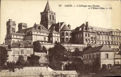 POSTAL Caen L abadia con las senoras y L dios de la VENDIMIA del hotel