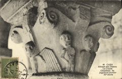 Abadia de Caen de la POSTAL de la VENDIMIA con las senoras el siglo del Xl E del último del juicio de la cripta