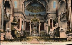 POSTAL Caen interior de la VENDIMIA de L iglesia de Notre Dame a la comunion trasera del collee de la foto