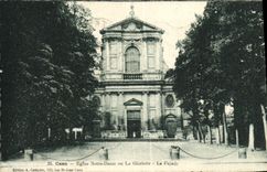 Iglesia Notre Dame o Gloriette de Caen de la POSTAL de la VENDIMIA el ataque frontal