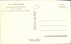 POSTAL MODERNA la iglesia Etienne de la abadia de Caen Saint viaja y las senales de las flechas del claustro de L abadia a los hombres