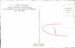 POSTAL MODERNA linterna de la torre de Saint E tienne de la iglesia de la abadia de Caen vista del claustro de L abadia a los hombres