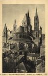 Abadia de Saint E tienne de la iglesia de Caen de la POSTAL de la VENDIMIA con los hogares