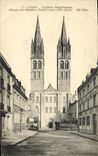 Abadia de Saint E tienne de la iglesia de Caen de la POSTAL de la VENDIMIA con el ataque frontal occidental de los hombres