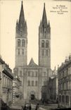 Iglesia St  Etienne de Caen de la POSTAL de la VENDIMIA o abadia con el ataque frontal de los hombres