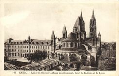 La POSTAL Caen Eglise Etienne de la VENDIMIA Saint dimensiona L apse y la universidad