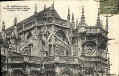 Detalle del Saint Pierre de la iglesia de Caen de la POSTAL de la VENDIMIA de L apse