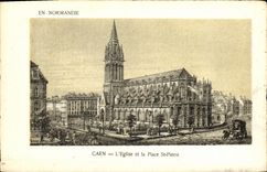 POSTAL Caen L iglesia y el Saint Pierre de la VENDIMIA del lugar