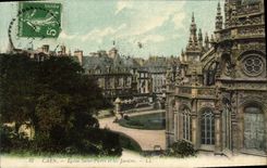 POSTAL Caen L Saint Pierre y jardines de la VENDIMIA de la iglesia