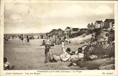 VINTAGE POSTCARD Franceville Plage the Beach Bicycle Cycles
