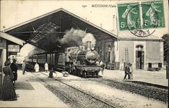 VINTAGE POSTCARD Mezidon Train station Train TOP